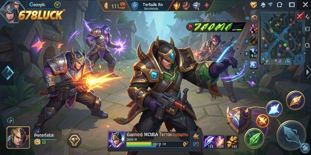Tampilan seru dari gameplay MOBA di 678LUCK.