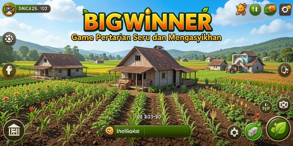 Tampilan gameplay BIGWINNER yang menampilkan keseruan bertani.