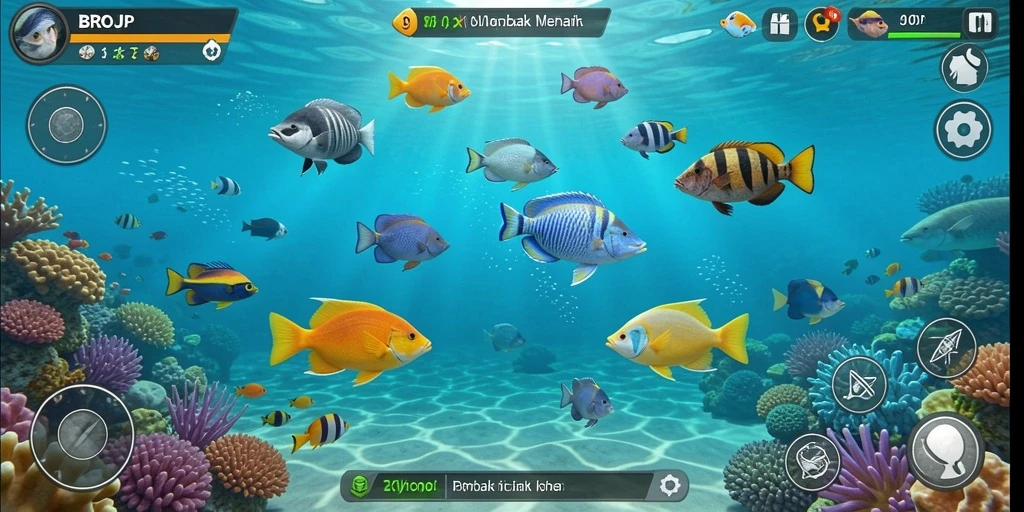 Tampilan gameplay BROJP yang mengasyikkan saat menembak ikan.