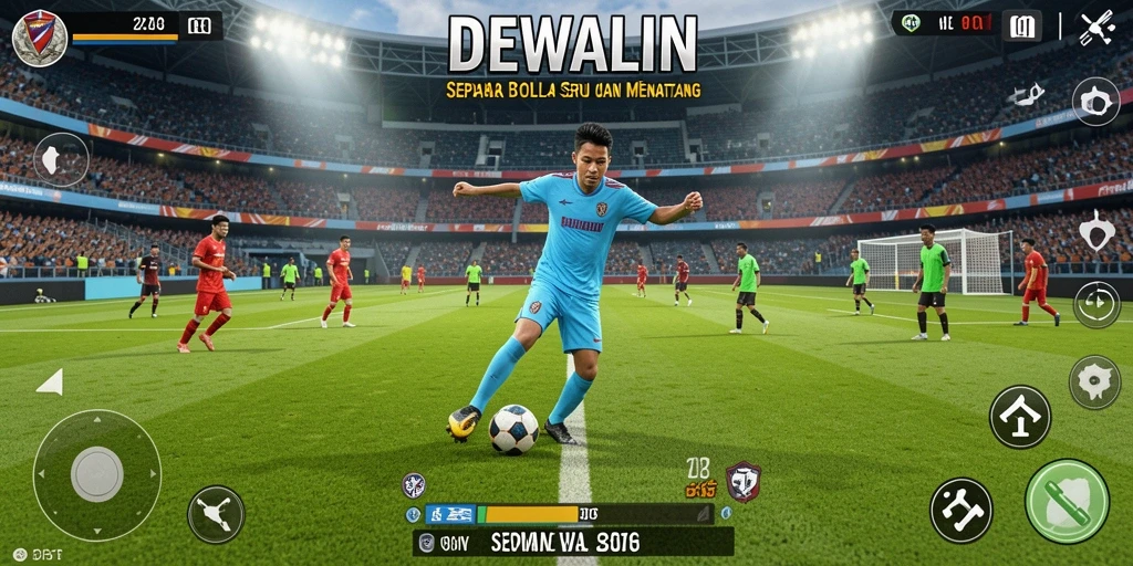 Tampilan gameplay DEWALIN dengan aksi sepak bola yang mendebarkan.