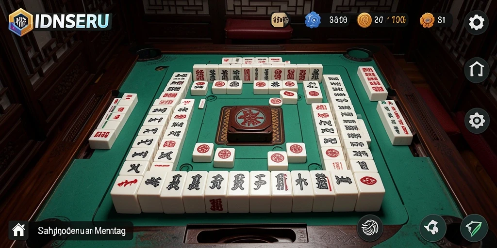 Tampilan gameplay menarik dari IDNSERU dengan tema Mahjong.