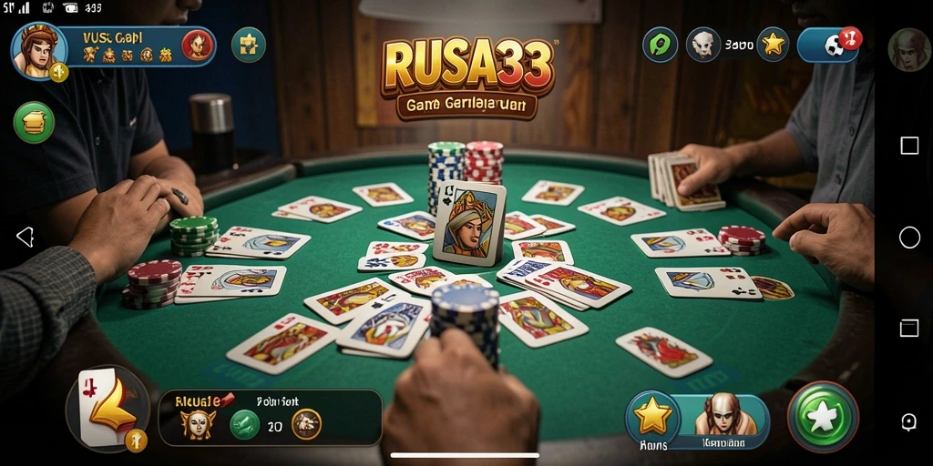 Tampilan gameplay gaple yang seru dan interaktif di RUSA33.