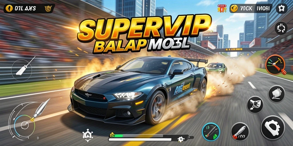 Tangkapan layar gameplay SUPERVIP menampilkan aksi balap yang mendebarkan.